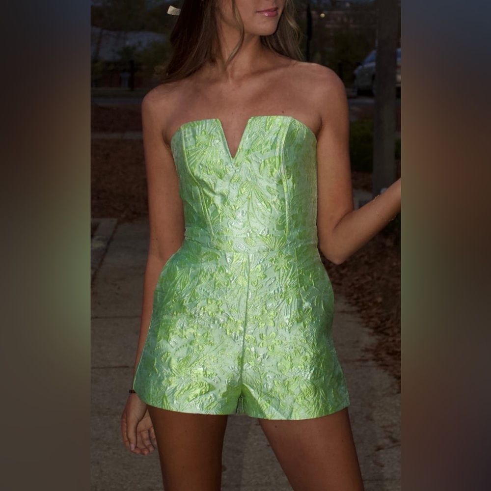 Bright green semi dress romper XS